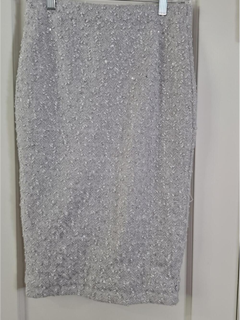 Jennifer Lopez Silver Sparkle Pencil Skirt